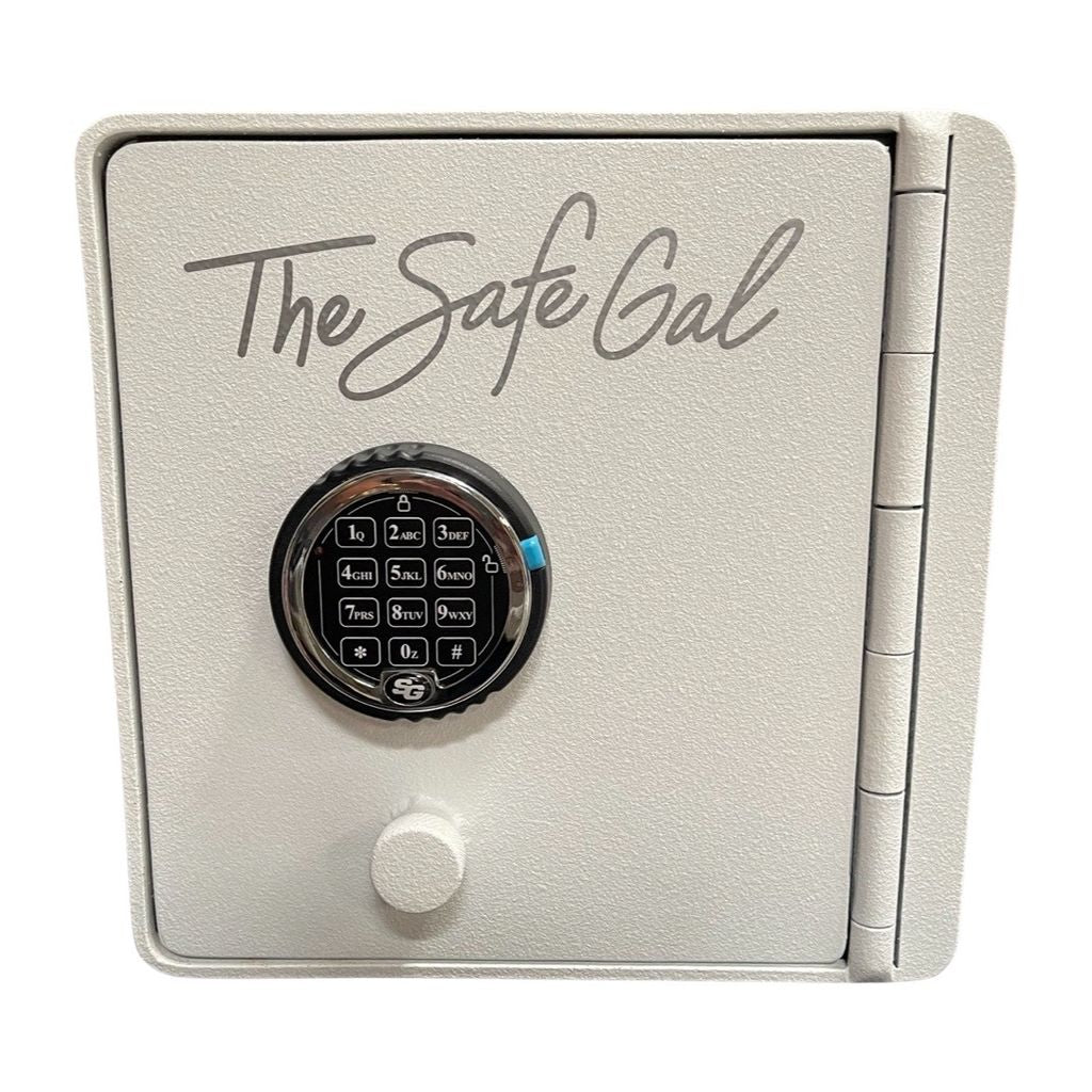 12x12x12 white safe, front-facing closed