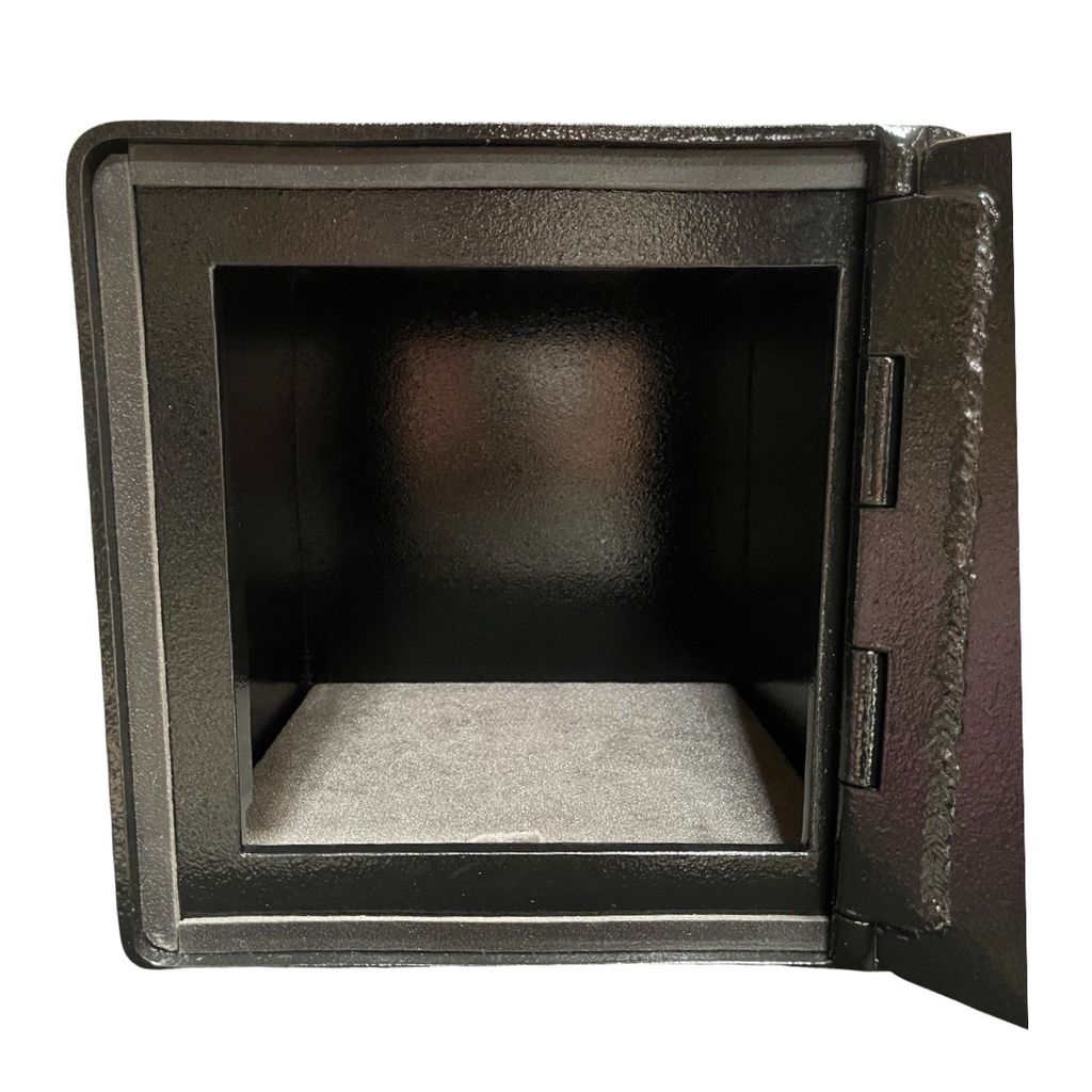 12x12x12 black safe, front-facing open